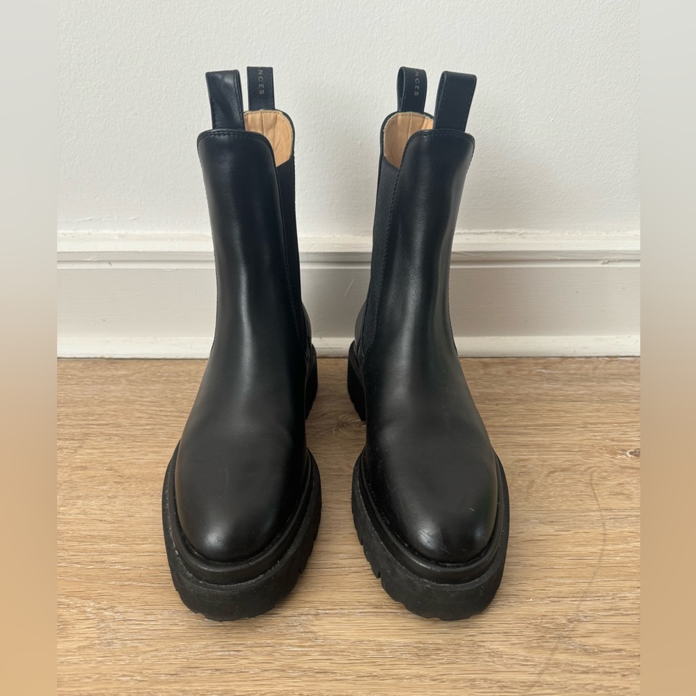Dear Frances Black Leather Boots Sz 37